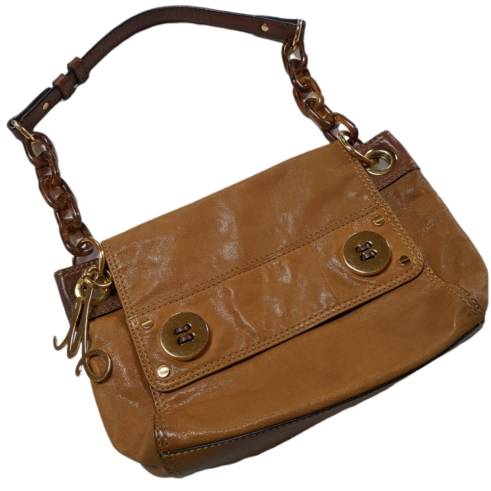 Milly, leather shoulder bag. Caramel color.